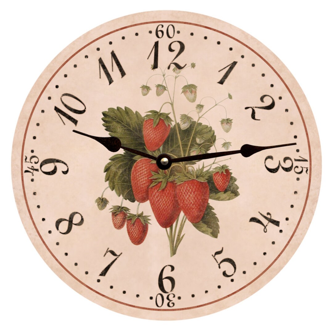 Pink Strawberry Clock Strawberry Wall Clock Blush Pink Clock Etsy