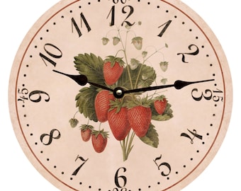 Pink Strawberry Clock- Strawberry Wall Clock- Blush Pink Clock