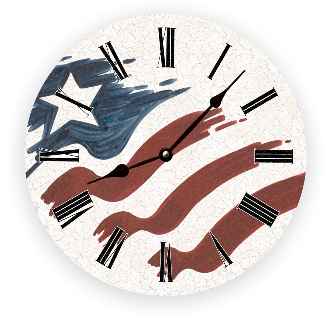 American Flag Clock USA Clock Etsy