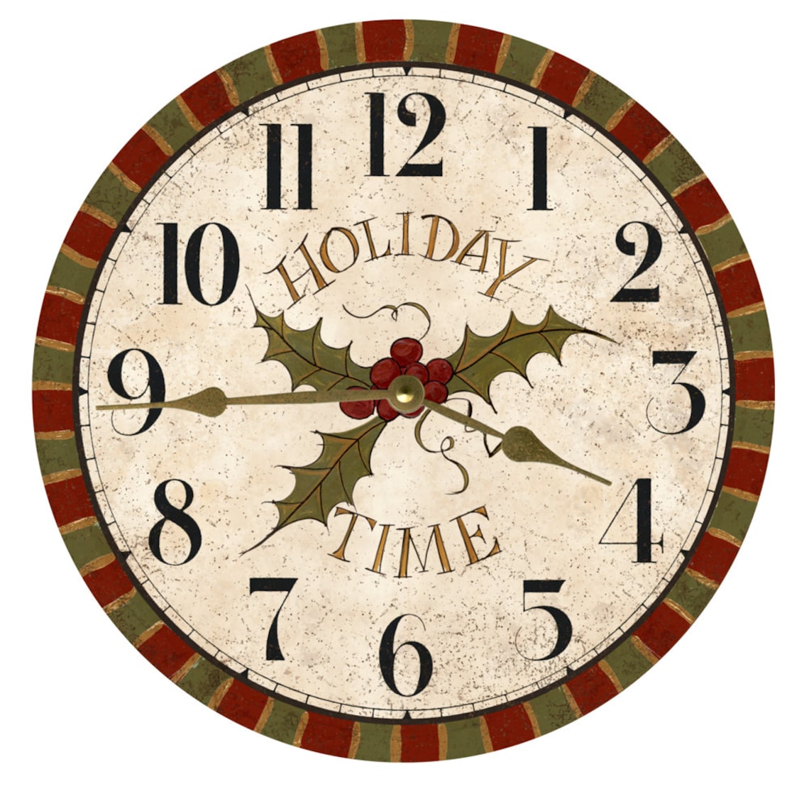 Holiday Wall Clockchristmas Clock Mistletoe Clock Etsy