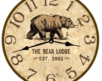 Bear Lodge Clock- Personalized Bear Clock