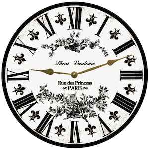 White Toile French Clock- White and Black Toile Clock