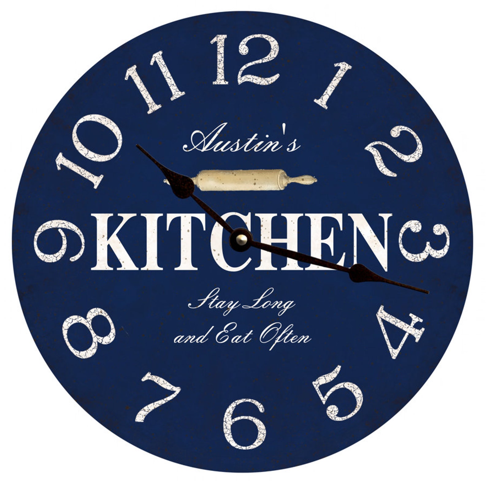 Blue Kitchen Clock Personalized Clock Etsy