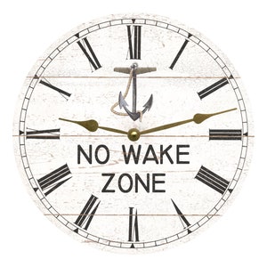 Rustikale weiße Anker Uhr - Nautisches No Wake Zone Design