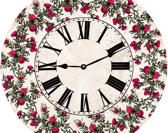 Rustic Flower Clock- Wall Clock