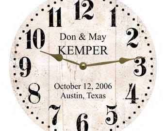 White Rustic Clock- Personalized Anniversary Clock