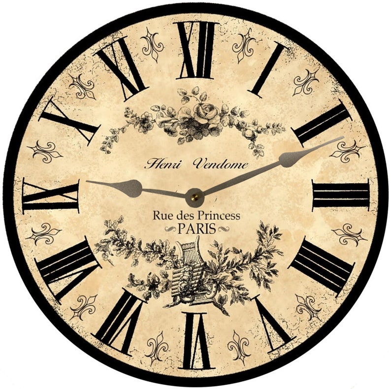 Black Toile French Wall Clock Etsy
