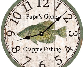 Personalized Gone Crappie Fishing Clock