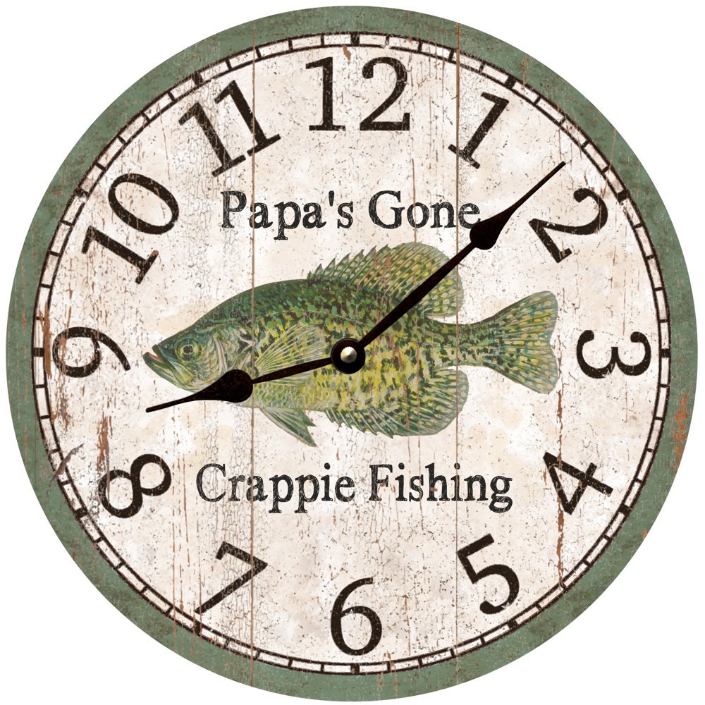 Personalized Gone Crappie Fishing Clock 