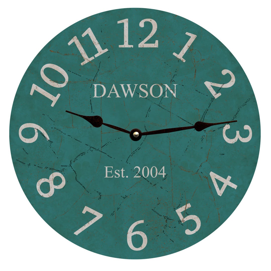 Personalized Teal Wall Clock Etsy