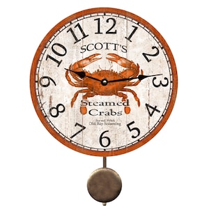 Personalized Crab Clock with Pendulum- Crab Clock