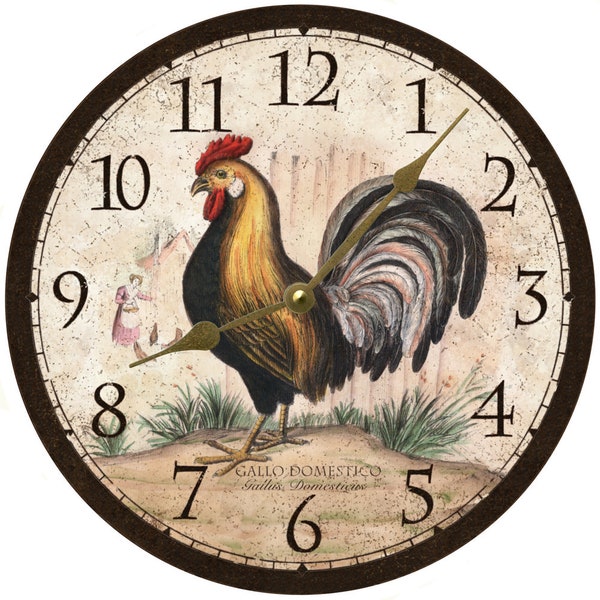Rustic Rooster Wall Clock