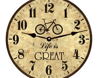 Bicycle Clock- Life is Great Bicycle Clock- Rustic Bike Clock