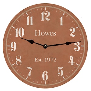 Custom Family Name Clock in Mauve - Beautiful and Personalized Home Decor
