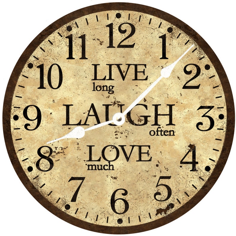 Live Laugh Love Wall Clock Rustic Brown Clock Etsy