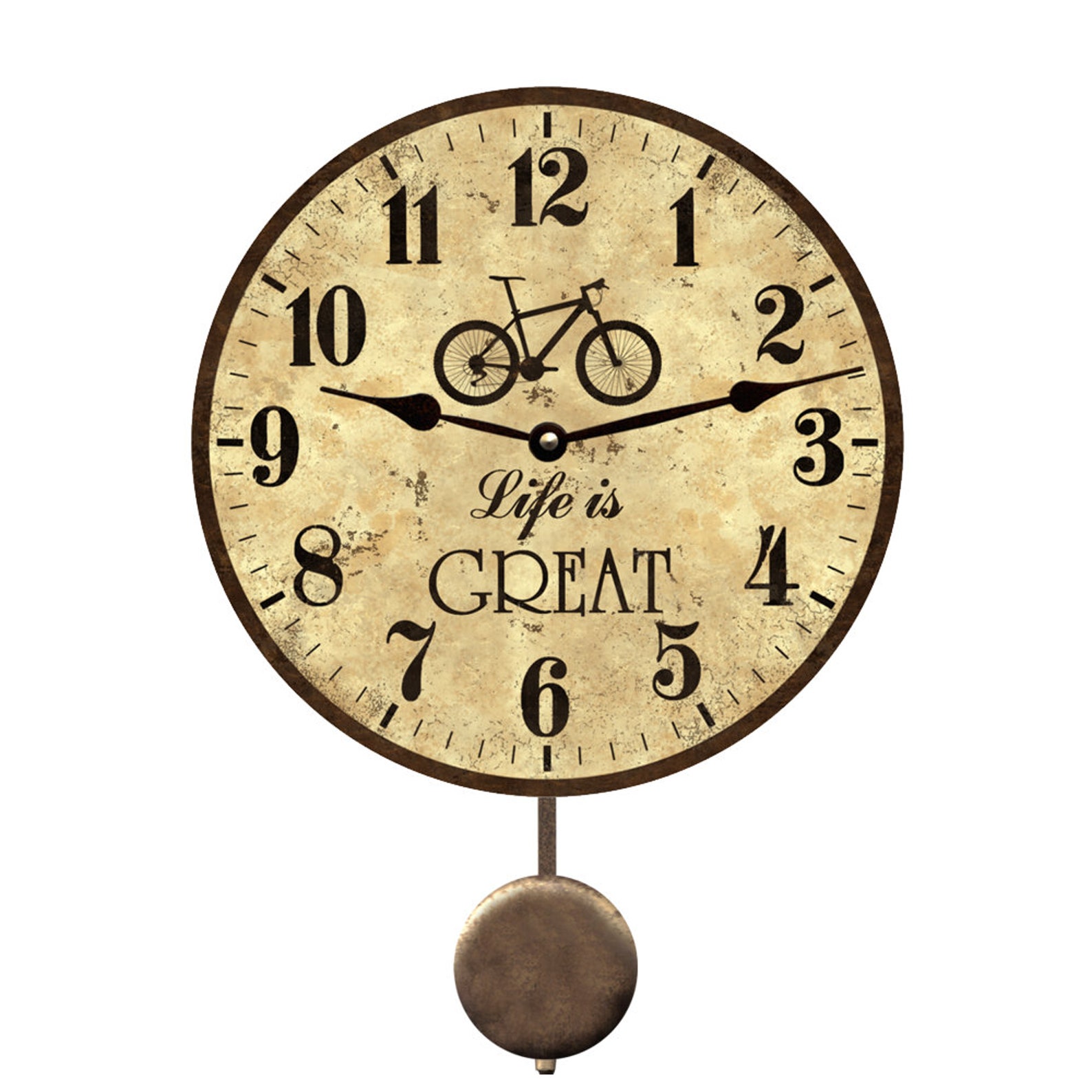 Bicycle Clock Life is Great Bicycle Clock Rustic Bike Clock | Etsy