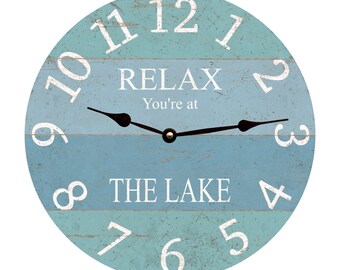 Blue and Teal Beach Clock- Vibrant Coastal Clock