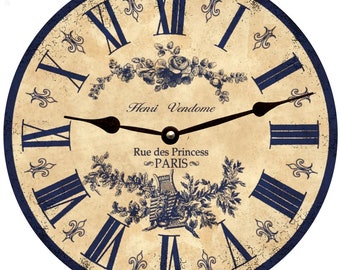 Blue French Toile Clock