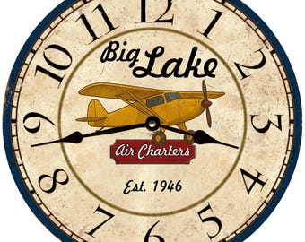 Vintage Airplane Clock | Aviation Wall Clock | Pilot Gift | Airplane Decor for Office or Man Cave