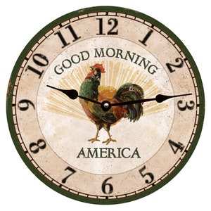 Rooster Country Wall Clock- Good Morning Rooster Clock