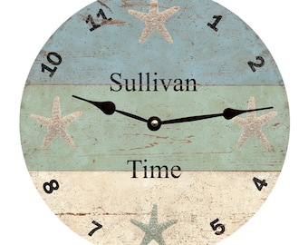 Personalized Starfish Beach Time Clock - Personalized Starfish Clock