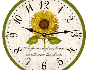 As For Me And My House Clock- Sunflower Wall Clock