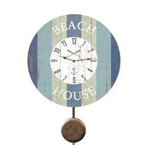 Handcrafted Beach House Pendulum Clock – Custom Coastal Wall Art