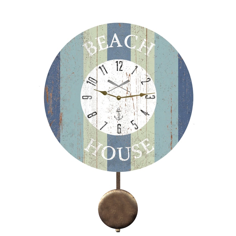 Handcrafted Beach House Pendulum Clock – Custom Coastal Wall Art