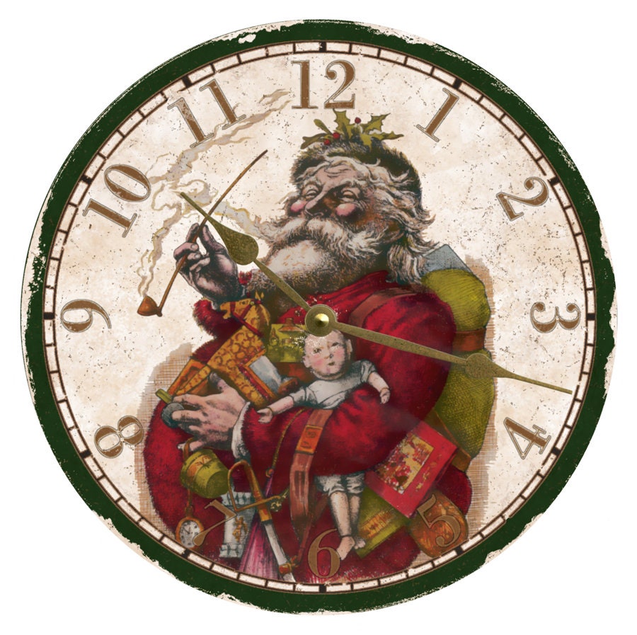 Christmas Clock- Old Fashion Santa Christmas Wall Clock - Etsy