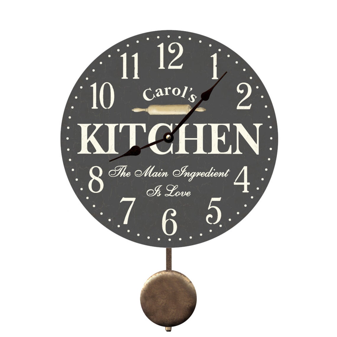 Personalized Kitchen Wall Clock Gray Kitchen Clock - Etsy