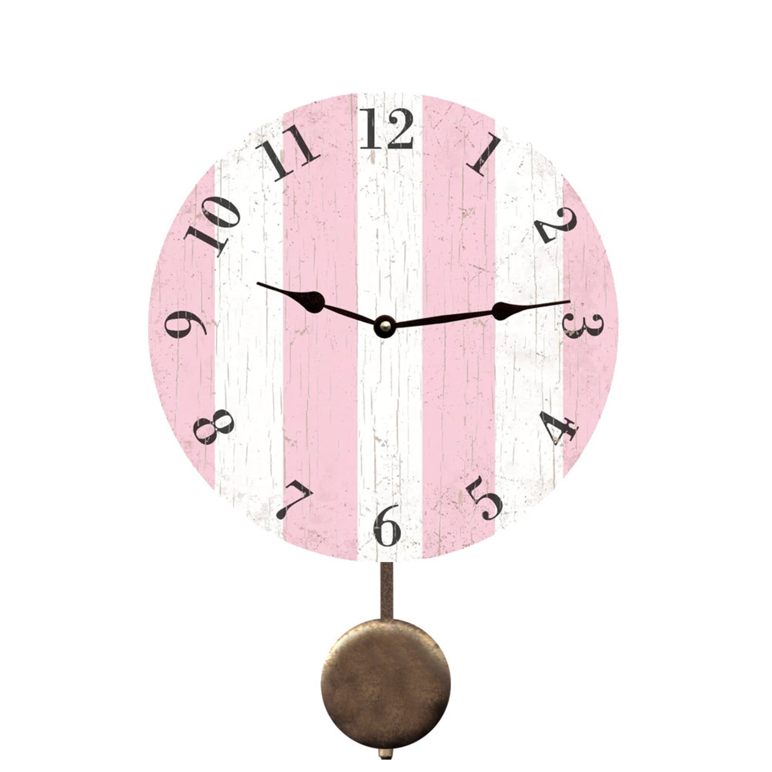 Pink Clock- Pink Striped Clock- Powder Pink Clock - Etsy