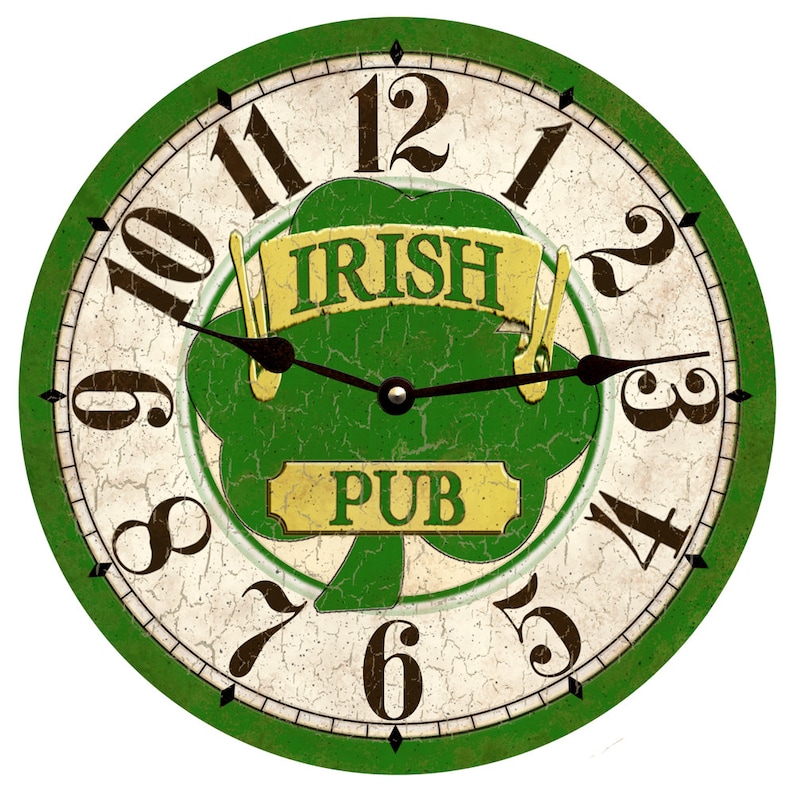 Pub Clock Irish Pub Clock Shamrock Clock Etsy