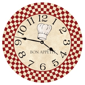Chef Wall Clock- Bon Appetit Clock- Kitchen Clock