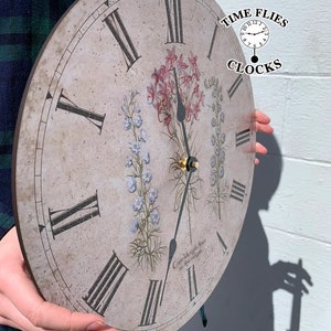Three Flower Wall Clock Wildflower Clock image 6