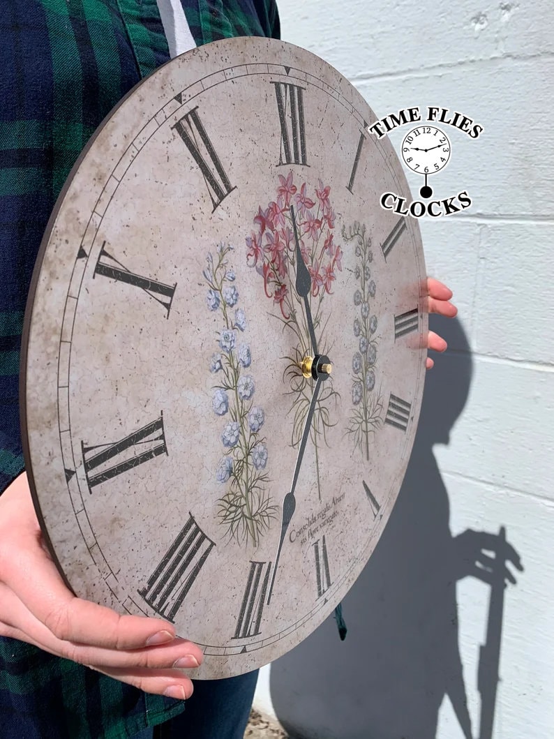 Three Flower Wall Clock Wildflower Clock image 6