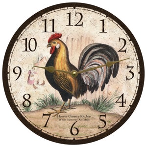Personalized Rustic Rooster Clock- Personalized Rooster Clock