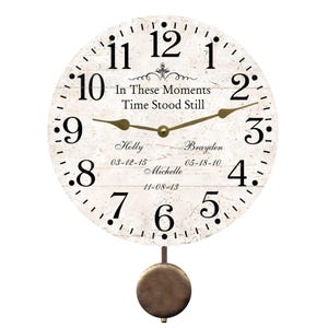 Custom In These Moments Time Stood Still Pendulum Clock – Perfect for Family Milestones