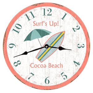 Surfboard Wall Clock – Custom Coastal Summer Home Decoration