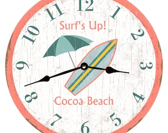 Surfboard Wall Clock – Custom Coastal Summer Home Decoration