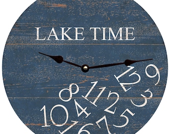 Lake Time Whatever Clock- Lake Time Clock- Navy Blue Clock