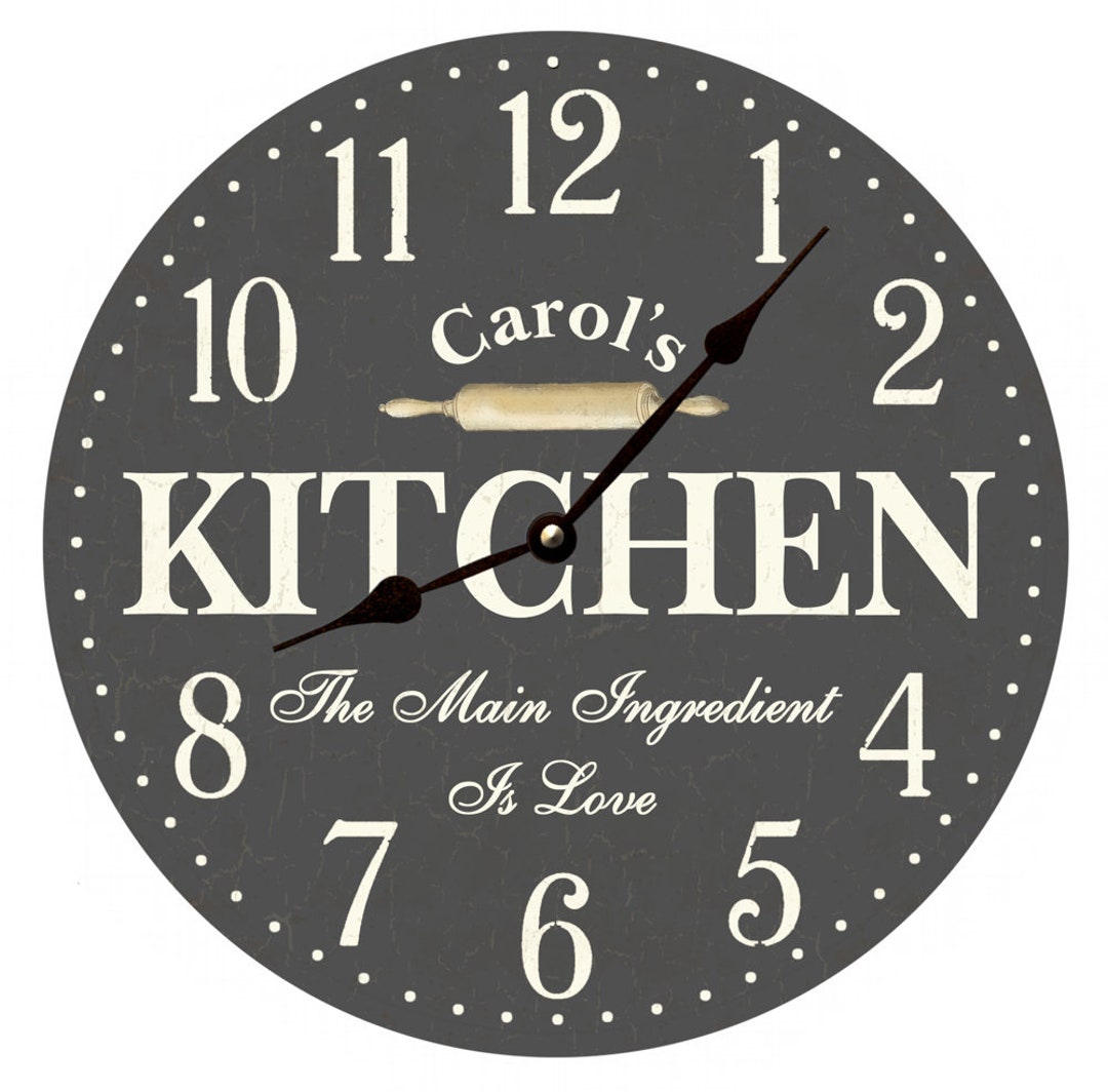 Personalized Kitchen Wall Clock- Gray Kitchen Clock - Etsy