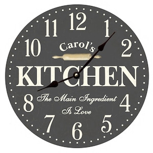 Personalized Kitchen Wall Clock- Gray Kitchen Clock