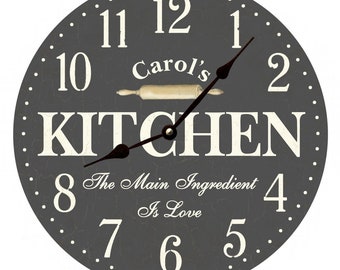 Personalized Kitchen Wall Clock- Gray Kitchen Clock