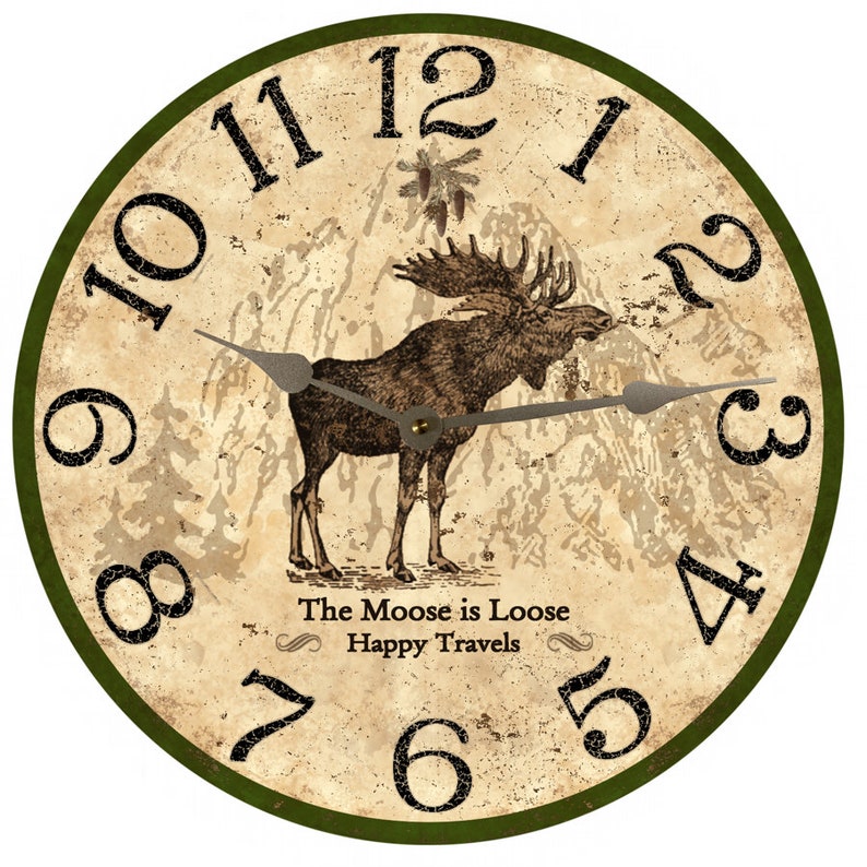 Moose Clockpersonalized Rustic Moose Wall Clock Etsy