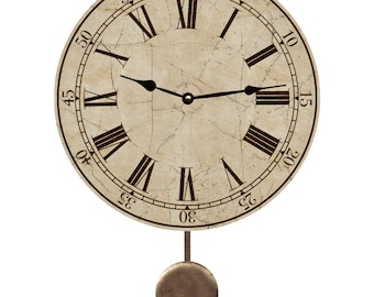 Wall Clock With Pendulum- Beige Clock