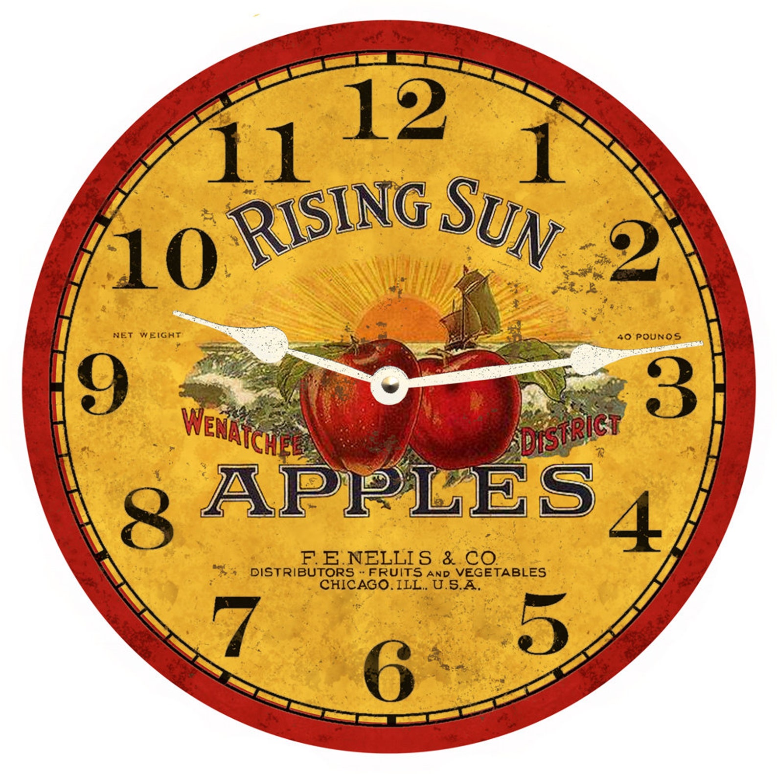 Apple Kitchen Clock Kitchen Wall Clock Etsy