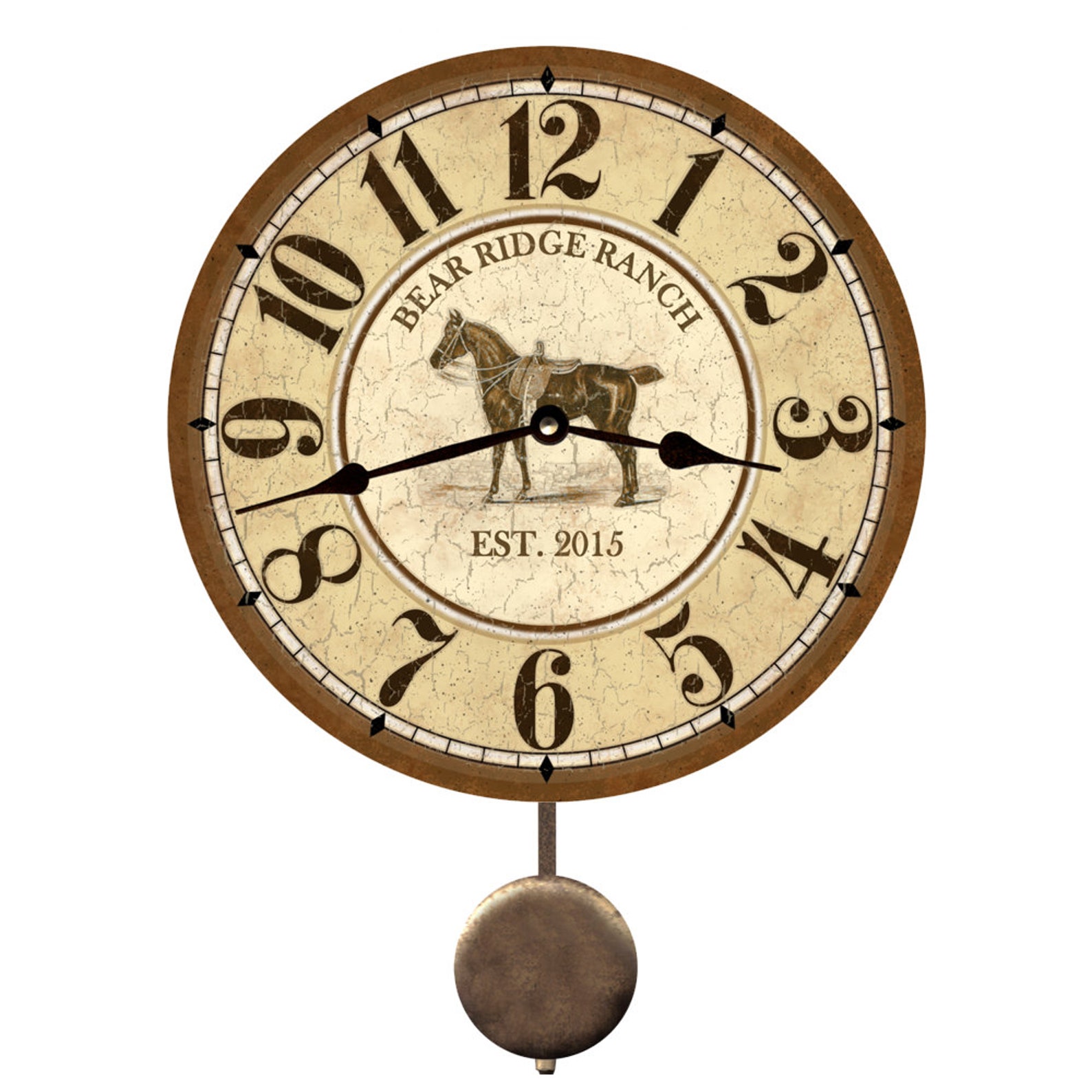 Personalized Horse Clock Horse Wall Clock Etsy