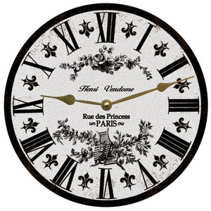 French Toile Clock- Grey Toile Wall Clock