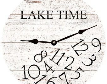 White LAKE TIME Clock- White Whatever Lake Time Clock