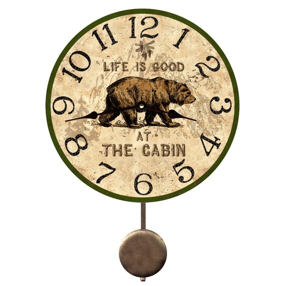 Bear Pendulum Clock Personalized Bear Wall Clock Etsy
